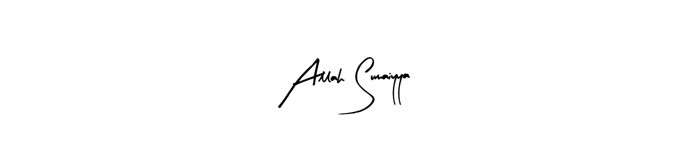 You should practise on your own different ways (Arty Signature) to write your name (Allah Sumaiyya) in signature. don't let someone else do it for you. Allah Sumaiyya signature style 8 images and pictures png