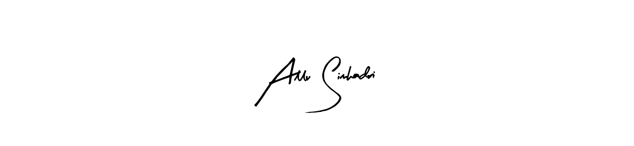 Use a signature maker to create a handwritten signature online. With this signature software, you can design (Arty Signature) your own signature for name Allu Simhadri. Allu Simhadri signature style 8 images and pictures png
