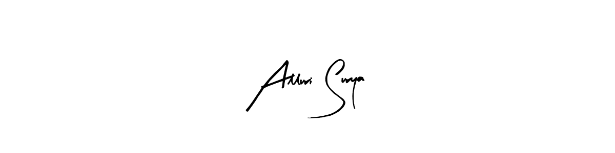 Similarly Arty Signature is the best handwritten signature design. Signature creator online .You can use it as an online autograph creator for name Alluri Surya. Alluri Surya signature style 8 images and pictures png