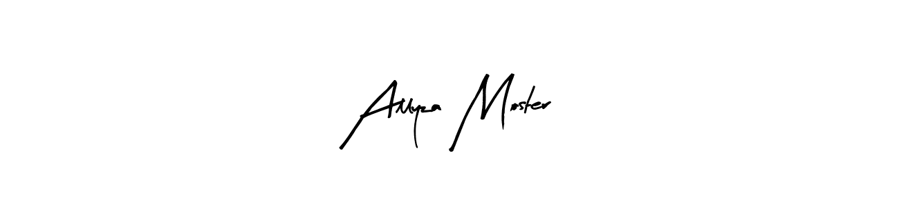 Make a beautiful signature design for name Allyza Moster. With this signature (Arty Signature) style, you can create a handwritten signature for free. Allyza Moster signature style 8 images and pictures png
