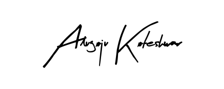 Create an unforgettable impression when signing with Alugoju Koteshwar name styled in Arty Signature typography. 100% free online generator. Alugoju Koteshwar signature style 8 images and pictures png