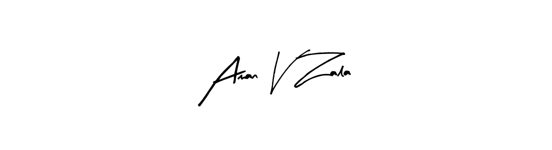 How to make Aman V Zala name signature. Use Arty Signature style for creating short signs online. This is the latest handwritten sign. Aman V Zala signature style 8 images and pictures png