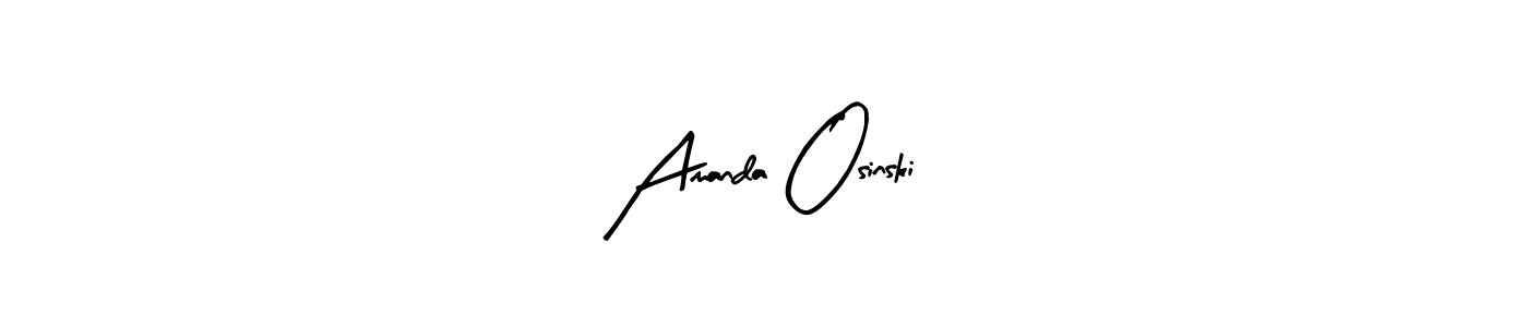 How to make Amanda Osinski name signature. Use Arty Signature style for creating short signs online. This is the latest handwritten sign. Amanda Osinski signature style 8 images and pictures png