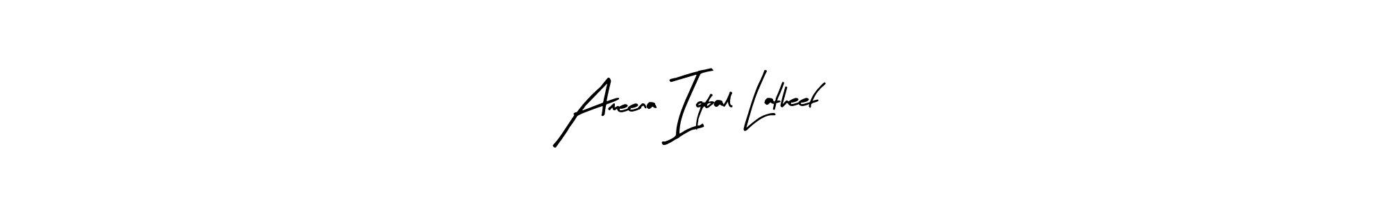 This is the best signature style for the Ameena Iqbal Latheef name. Also you like these signature font (Arty Signature). Mix name signature. Ameena Iqbal Latheef signature style 8 images and pictures png