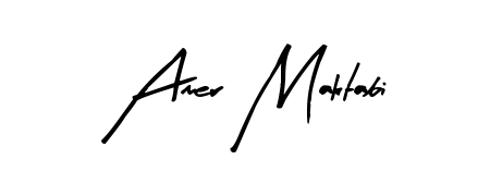 Looking for an artistic signature for Amer Maktabi? The Arty Signature calligraphy style gives a sophisticated flow suitable for business cards and emails. Amer Maktabi signature style 8 images and pictures png