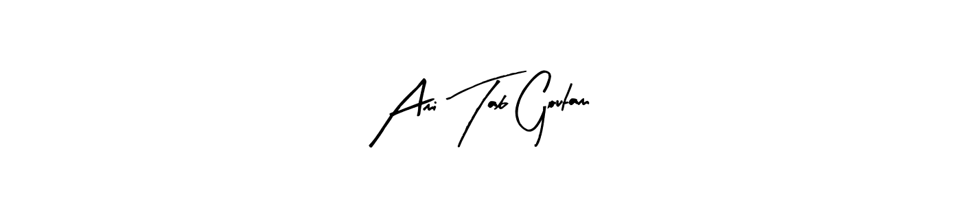 This is the best signature style for the Ami Tab Goutam name. Also you like these signature font (Arty Signature). Mix name signature. Ami Tab Goutam signature style 8 images and pictures png