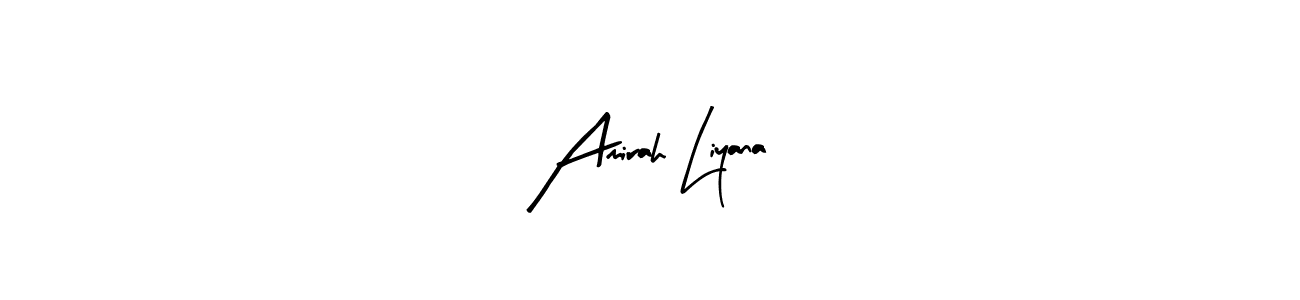 Arty Signature is a professional signature style that is perfect for those who want to add a touch of class to their signature. It is also a great choice for those who want to make their signature more unique. Get Amirah Liyana name to fancy signature for free. Amirah Liyana signature style 8 images and pictures png