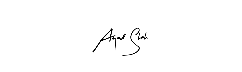 Arty Signature is a professional signature style that is perfect for those who want to add a touch of class to their signature. It is also a great choice for those who want to make their signature more unique. Get Amjad Shah name to fancy signature for free. Amjad Shah signature style 8 images and pictures png