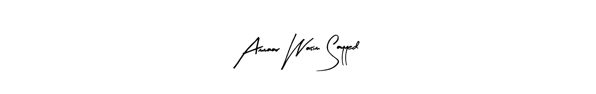 Arty Signature is a professional signature style that is perfect for those who want to add a touch of class to their signature. It is also a great choice for those who want to make their signature more unique. Get Ammaar Wasim Sayyed name to fancy signature for free. Ammaar Wasim Sayyed signature style 8 images and pictures png