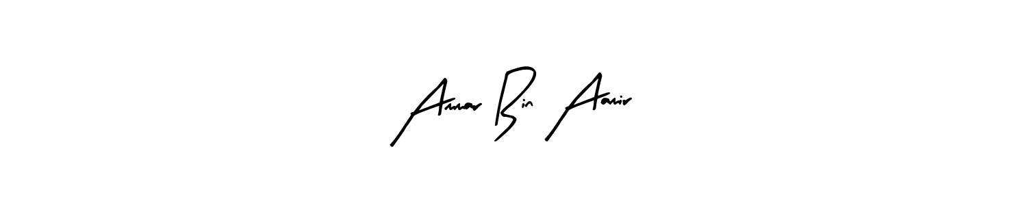 You can use this online signature creator to create a handwritten signature for the name Ammar Bin Aamir. This is the best online autograph maker. Ammar Bin Aamir signature style 8 images and pictures png