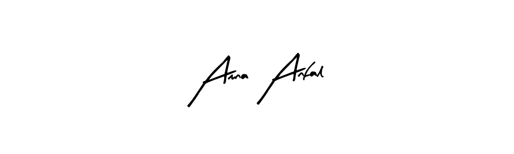 Arty Signature is a professional signature style that is perfect for those who want to add a touch of class to their signature. It is also a great choice for those who want to make their signature more unique. Get Amna Anfal name to fancy signature for free. Amna Anfal signature style 8 images and pictures png