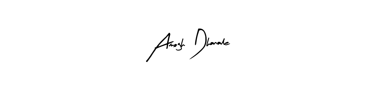 Arty Signature is a professional signature style that is perfect for those who want to add a touch of class to their signature. It is also a great choice for those who want to make their signature more unique. Get Amogh Dhanale name to fancy signature for free. Amogh Dhanale signature style 8 images and pictures png
