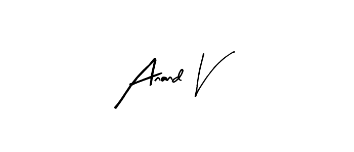 How to make Anand V name signature. Use Arty Signature style for creating short signs online. This is the latest handwritten sign. Anand V signature style 8 images and pictures png