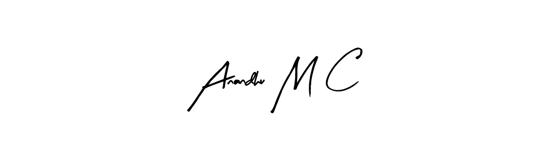 Use a signature maker to create a handwritten signature online. With this signature software, you can design (Arty Signature) your own signature for name Anandhu M C. Anandhu M C signature style 8 images and pictures png