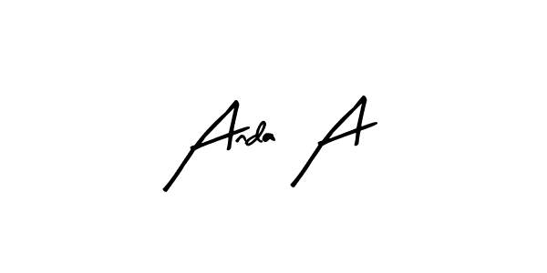 Arty Signature is a professional signature style that is perfect for those who want to add a touch of class to their signature. It is also a great choice for those who want to make their signature more unique. Get Anda A name to fancy signature for free. Anda A signature style 8 images and pictures png