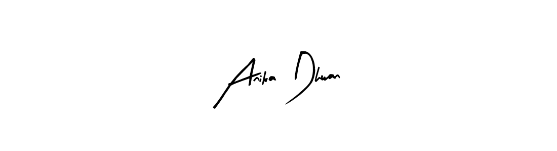 Similarly Arty Signature is the best handwritten signature design. Signature creator online .You can use it as an online autograph creator for name Anika Dhwan. Anika Dhwan signature style 8 images and pictures png