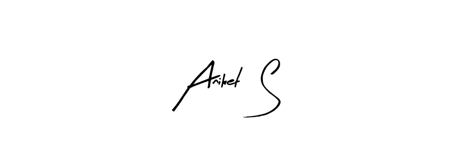 Similarly Arty Signature is the best handwritten signature design. Signature creator online .You can use it as an online autograph creator for name Aniket  S. Aniket  S signature style 8 images and pictures png