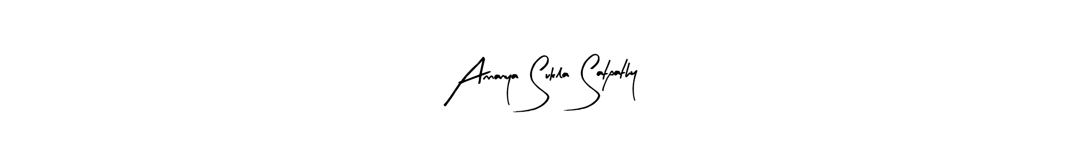 if you are searching for the best signature style for your name Annanya Sukla Satpathy. so please give up your signature search. here we have designed multiple signature styles  using Arty Signature. Annanya Sukla Satpathy signature style 8 images and pictures png