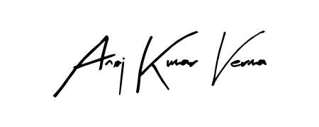 A sleek calligraphic signature for name Anoj Kumar Verma utilizing Arty Signature styling. Great for adding personal signatures to photos and art. Anoj Kumar Verma signature style 8 images and pictures png