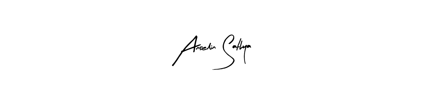 if you are searching for the best signature style for your name Anselin Sathya. so please give up your signature search. here we have designed multiple signature styles  using Arty Signature. Anselin Sathya signature style 8 images and pictures png