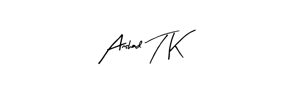 Arty Signature is a professional signature style that is perfect for those who want to add a touch of class to their signature. It is also a great choice for those who want to make their signature more unique. Get Anshad T K name to fancy signature for free. Anshad T K signature style 8 images and pictures png
