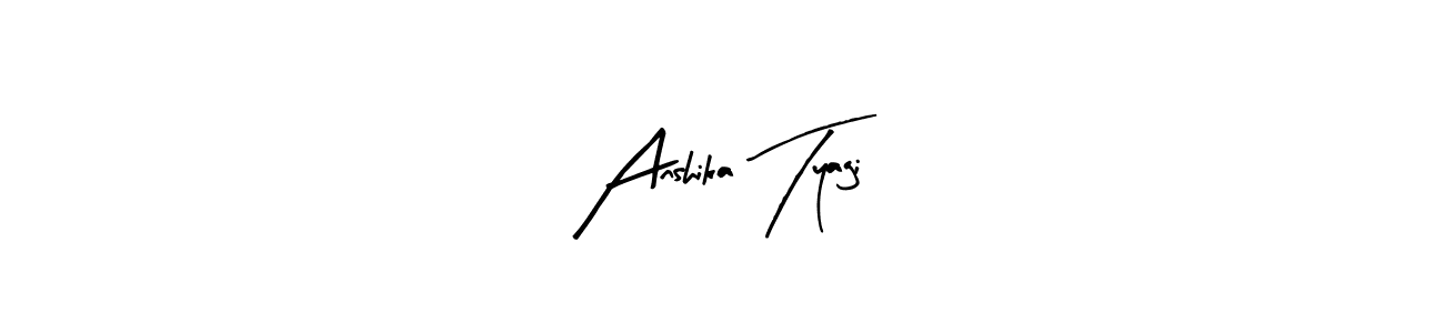 Arty Signature is a professional signature style that is perfect for those who want to add a touch of class to their signature. It is also a great choice for those who want to make their signature more unique. Get Anshika Tyagi name to fancy signature for free. Anshika Tyagi signature style 8 images and pictures png