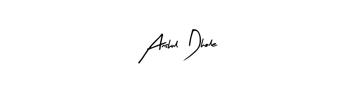 You can use this online signature creator to create a handwritten signature for the name Anshul Dhole. This is the best online autograph maker. Anshul Dhole signature style 8 images and pictures png