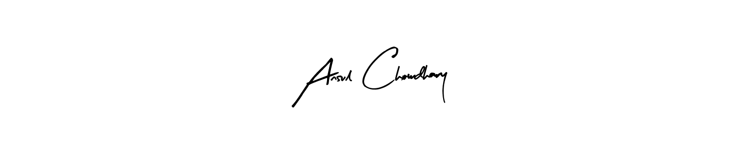 How to make Ansul Chowdhary name signature. Use Arty Signature style for creating short signs online. This is the latest handwritten sign. Ansul Chowdhary signature style 8 images and pictures png