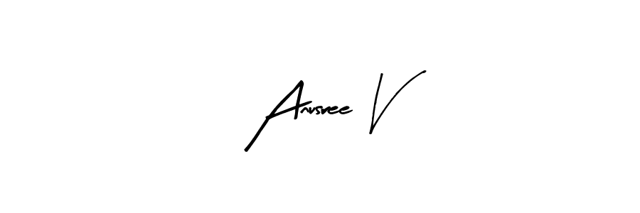 Use a signature maker to create a handwritten signature online. With this signature software, you can design (Arty Signature) your own signature for name Anusree V. Anusree V signature style 8 images and pictures png