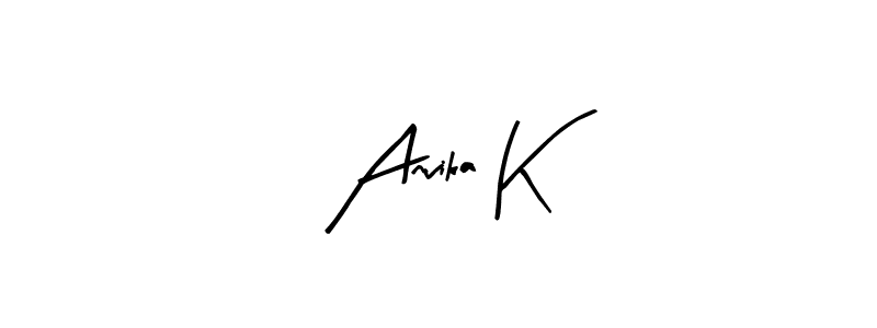 How to make Anvika K name signature. Use Arty Signature style for creating short signs online. This is the latest handwritten sign. Anvika K signature style 8 images and pictures png