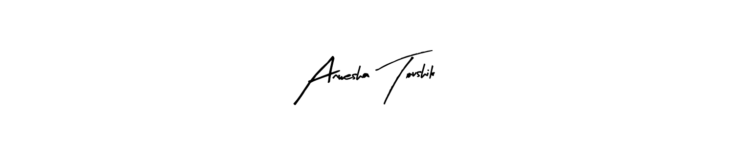 The best way (Arty Signature) to make a short signature is to pick only two or three words in your name. The name Anwesha Toushik include a total of six letters. For converting this name. Anwesha Toushik signature style 8 images and pictures png
