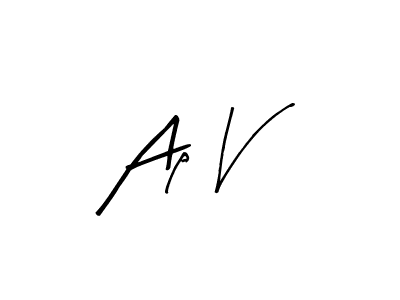 Arty Signature is a professional signature style that is perfect for those who want to add a touch of class to their signature. It is also a great choice for those who want to make their signature more unique. Get Ap V name to fancy signature for free. Ap V signature style 8 images and pictures png