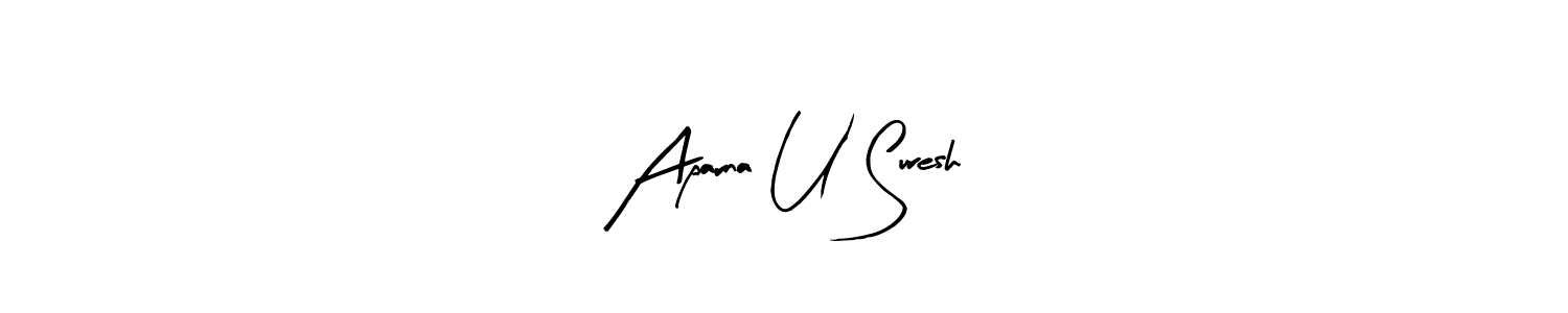 Arty Signature is a professional signature style that is perfect for those who want to add a touch of class to their signature. It is also a great choice for those who want to make their signature more unique. Get Aparna U Suresh name to fancy signature for free. Aparna U Suresh signature style 8 images and pictures png