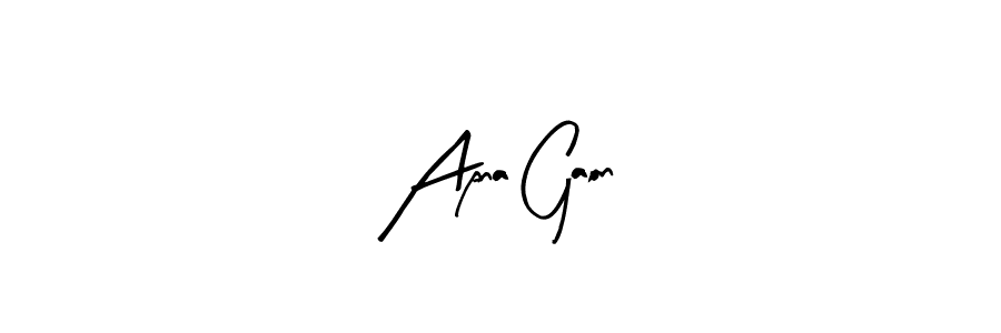 Similarly Arty Signature is the best handwritten signature design. Signature creator online .You can use it as an online autograph creator for name Apna Gaon. Apna Gaon signature style 8 images and pictures png