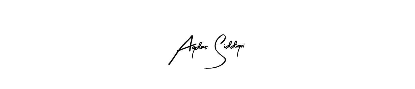 Arty Signature is a professional signature style that is perfect for those who want to add a touch of class to their signature. It is also a great choice for those who want to make their signature more unique. Get Aqdas Siddiqui name to fancy signature for free. Aqdas Siddiqui signature style 8 images and pictures png