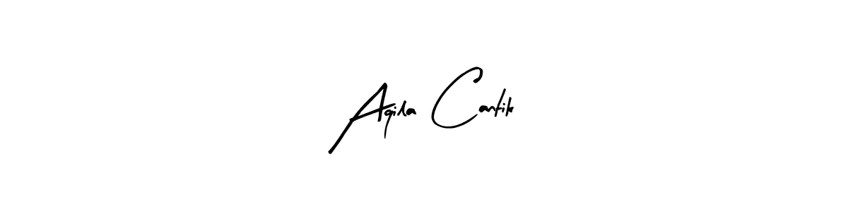 Similarly Arty Signature is the best handwritten signature design. Signature creator online .You can use it as an online autograph creator for name Aqila Cantik. Aqila Cantik signature style 8 images and pictures png