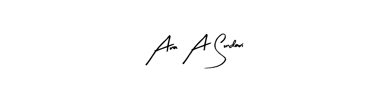 Arty Signature is a professional signature style that is perfect for those who want to add a touch of class to their signature. It is also a great choice for those who want to make their signature more unique. Get Ara A Sundari name to fancy signature for free. Ara A Sundari signature style 8 images and pictures png