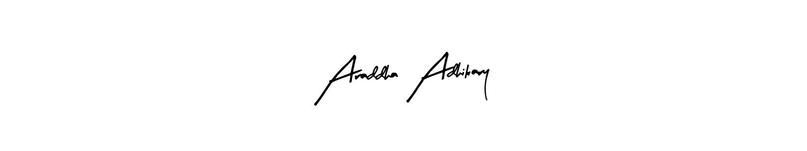 Arty Signature is a professional signature style that is perfect for those who want to add a touch of class to their signature. It is also a great choice for those who want to make their signature more unique. Get Araddha Adhikary name to fancy signature for free. Araddha Adhikary signature style 8 images and pictures png