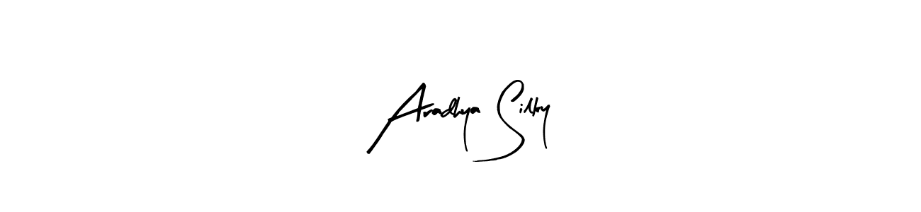 How to make Aradhya Silky name signature. Use Arty Signature style for creating short signs online. This is the latest handwritten sign. Aradhya Silky signature style 8 images and pictures png