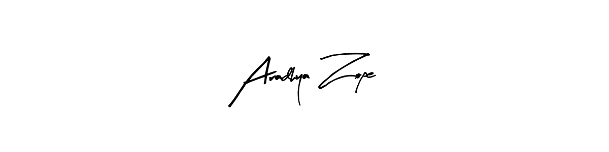 Arty Signature is a professional signature style that is perfect for those who want to add a touch of class to their signature. It is also a great choice for those who want to make their signature more unique. Get Aradhya Zope name to fancy signature for free. Aradhya Zope signature style 8 images and pictures png