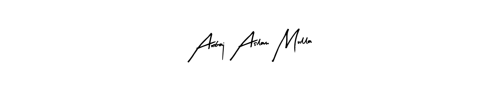 Arty Signature is a professional signature style that is perfect for those who want to add a touch of class to their signature. It is also a great choice for those who want to make their signature more unique. Get Arbaj Aslam Mulla name to fancy signature for free. Arbaj Aslam Mulla signature style 8 images and pictures png