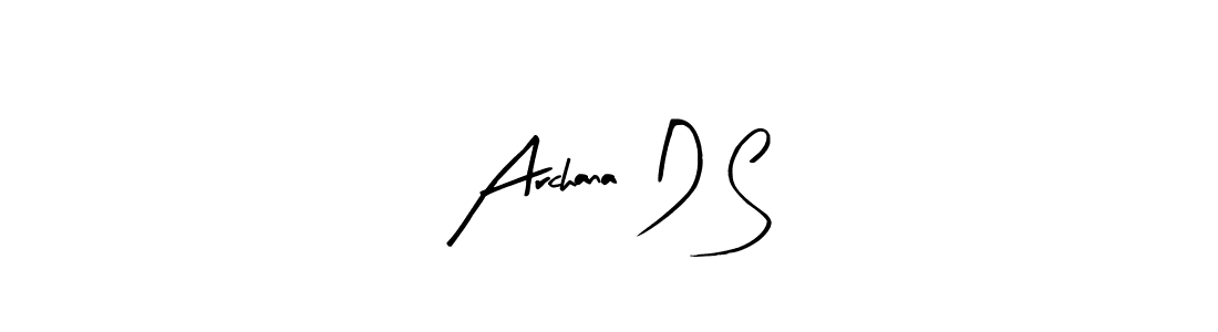 The best way (Arty Signature) to make a short signature is to pick only two or three words in your name. The name Archana D S include a total of six letters. For converting this name. Archana D S signature style 8 images and pictures png