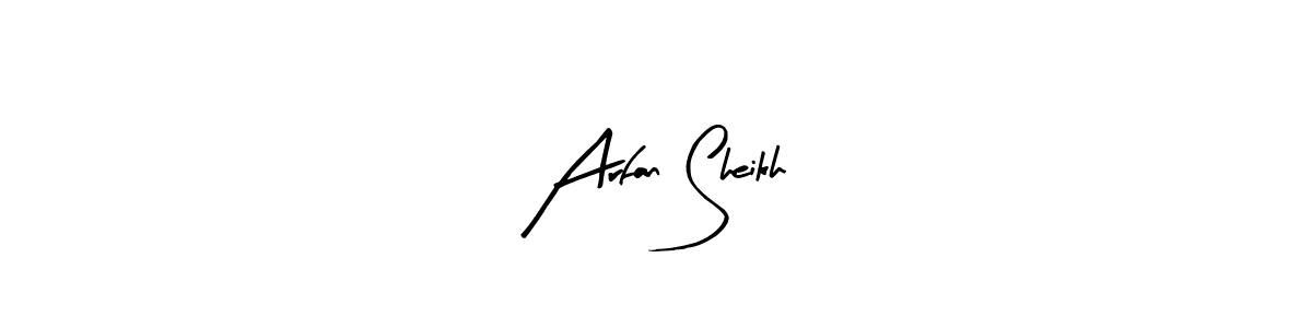 The best way (Arty Signature) to make a short signature is to pick only two or three words in your name. The name Arfan Sheikh include a total of six letters. For converting this name. Arfan Sheikh signature style 8 images and pictures png