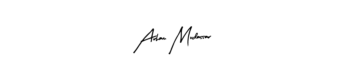 Arty Signature is a professional signature style that is perfect for those who want to add a touch of class to their signature. It is also a great choice for those who want to make their signature more unique. Get Arham Mudassar name to fancy signature for free. Arham Mudassar signature style 8 images and pictures png