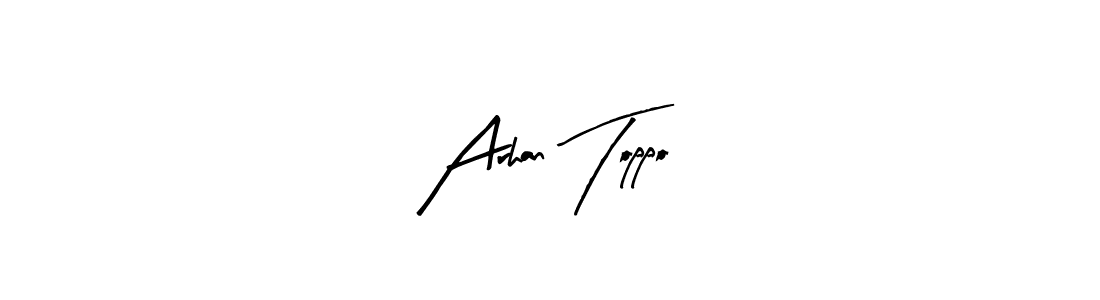 Similarly Arty Signature is the best handwritten signature design. Signature creator online .You can use it as an online autograph creator for name Arhan Toppo. Arhan Toppo signature style 8 images and pictures png