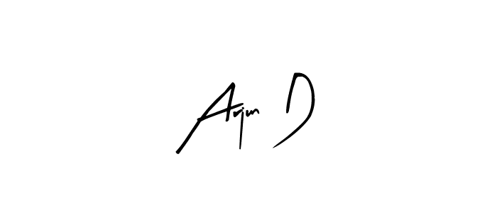 Arty Signature is a professional signature style that is perfect for those who want to add a touch of class to their signature. It is also a great choice for those who want to make their signature more unique. Get Arjun D name to fancy signature for free. Arjun D signature style 8 images and pictures png