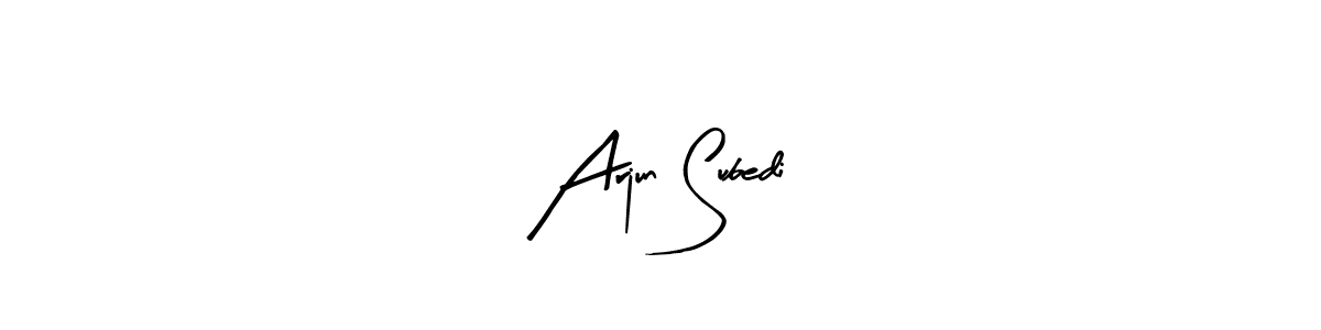 if you are searching for the best signature style for your name Arjun Subedi. so please give up your signature search. here we have designed multiple signature styles  using Arty Signature. Arjun Subedi signature style 8 images and pictures png