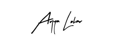 The Arty Signature font transforms the name Arjya Lohar into an executive sign with sharp precision and distinguished character. Arjya Lohar signature style 8 images and pictures png