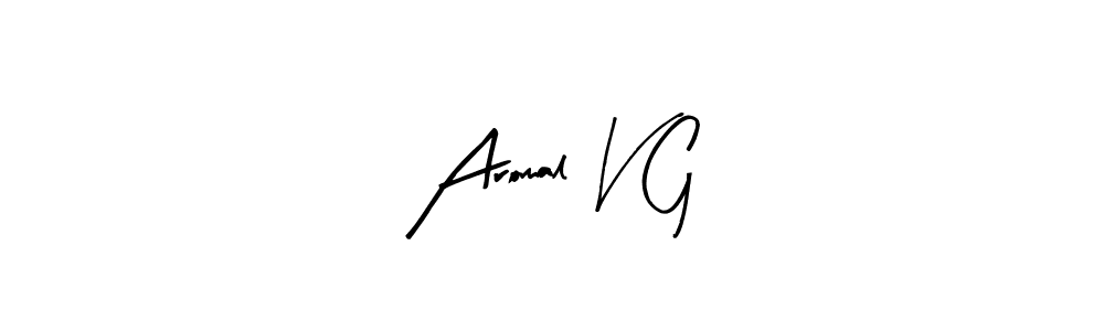 Also You can easily find your signature by using the search form. We will create Aromal V G name handwritten signature images for you free of cost using Arty Signature sign style. Aromal V G signature style 8 images and pictures png