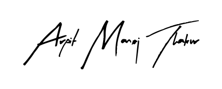 The Arty Signature lettering style adds unique flourish to name Arpit Manoj Thakur. Stand out with a custom digital autograph made in seconds. Arpit Manoj Thakur signature style 8 images and pictures png